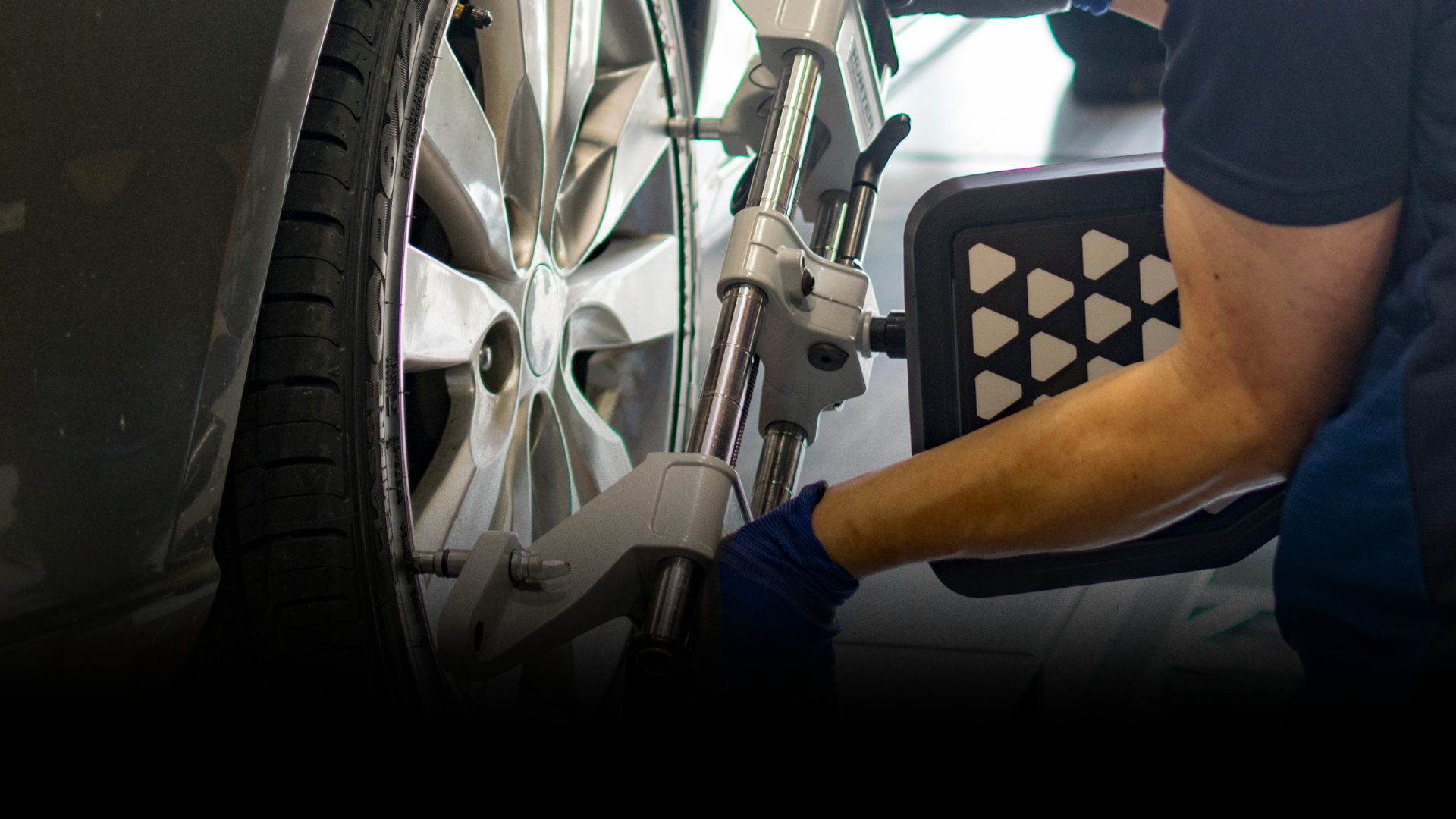 Wheels being aligned 