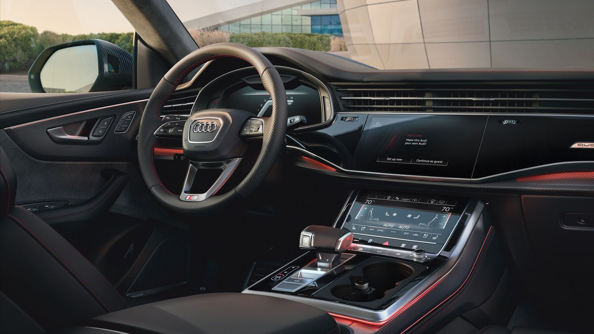 Closeup to the dashboard on a 2027 Q8.