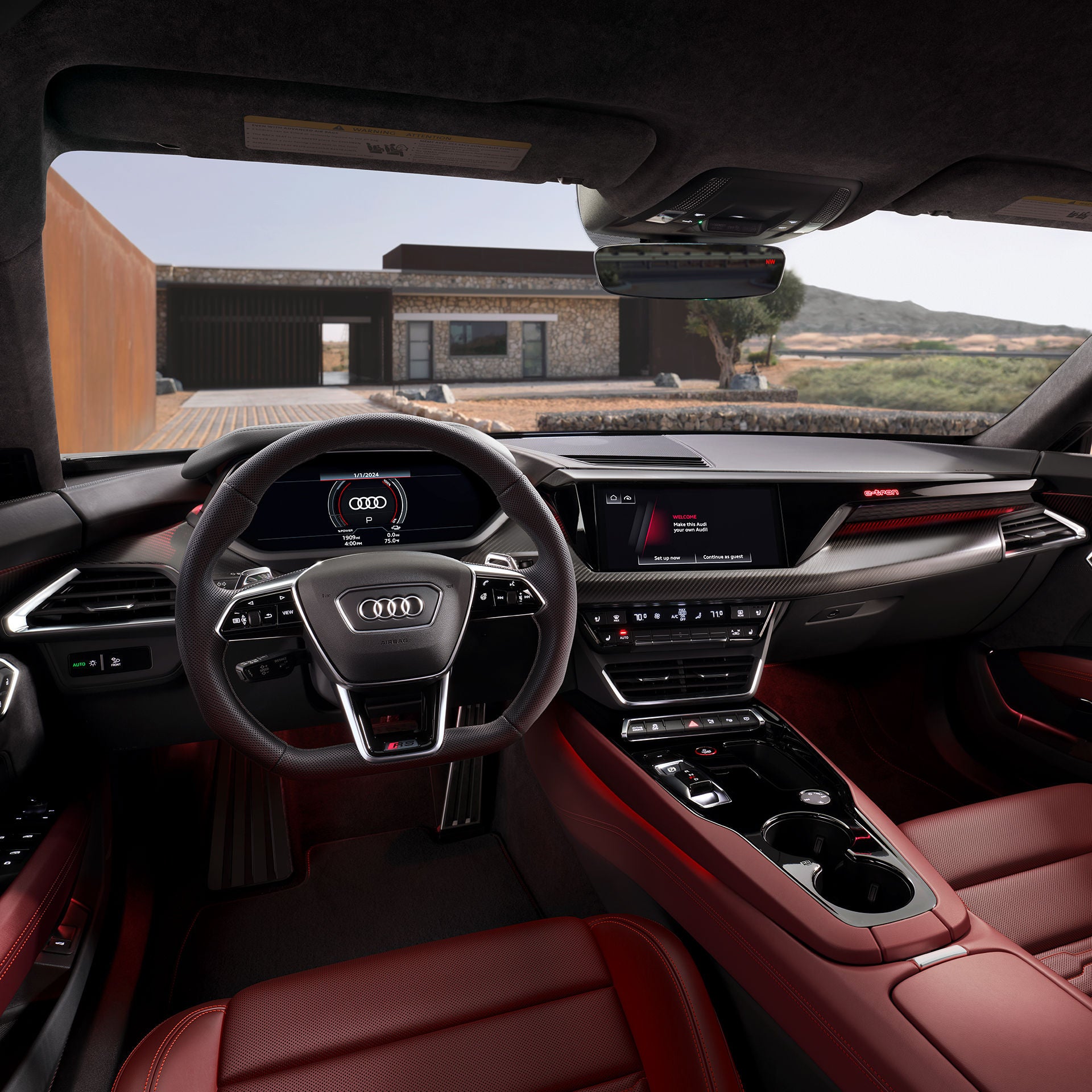 Interior view on the cabin of an Audi RS e-tron GT.