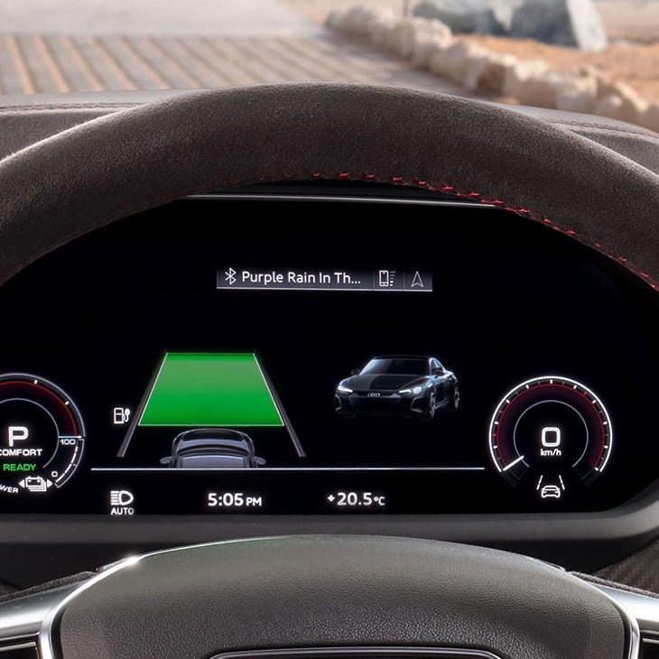 Close-up of the virtual cockpit of an Audi.