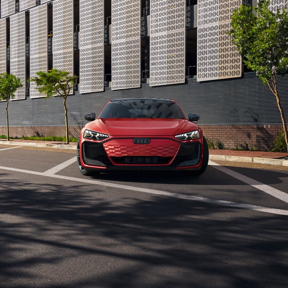 Front profile of the Audi RS e-tron GT parked.