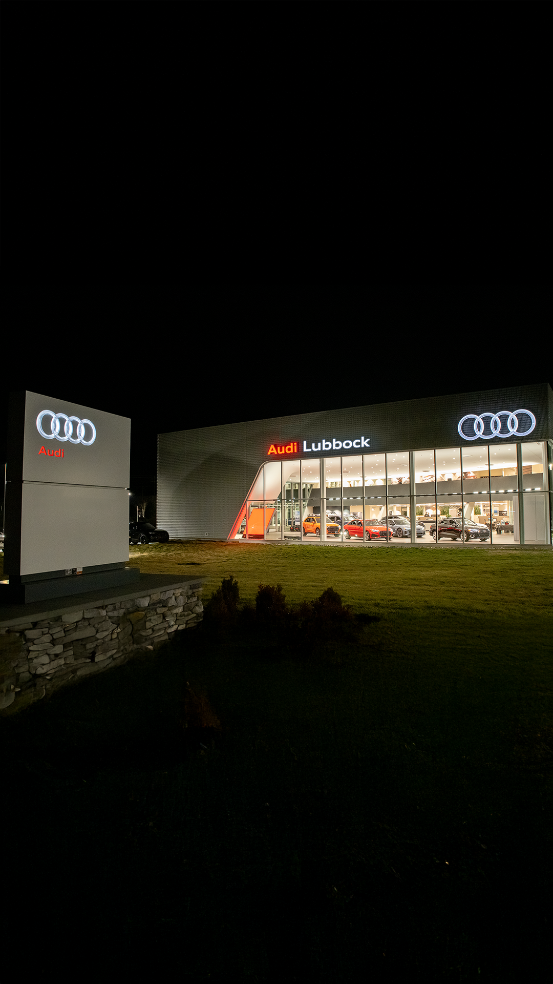 Front view of the Audi Lubbock dealership.