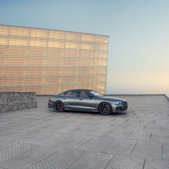 Side-view of the Audi S8 parked.