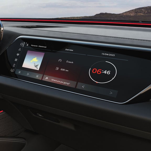 Close-up of the passenger display in the Audi A6 Sedan.