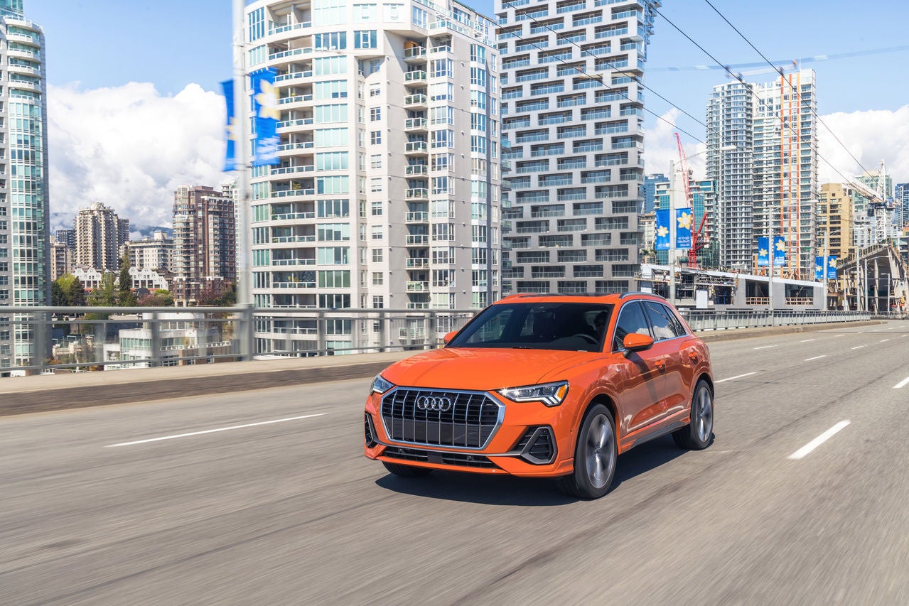 Rear profile view of an Audi Q3.