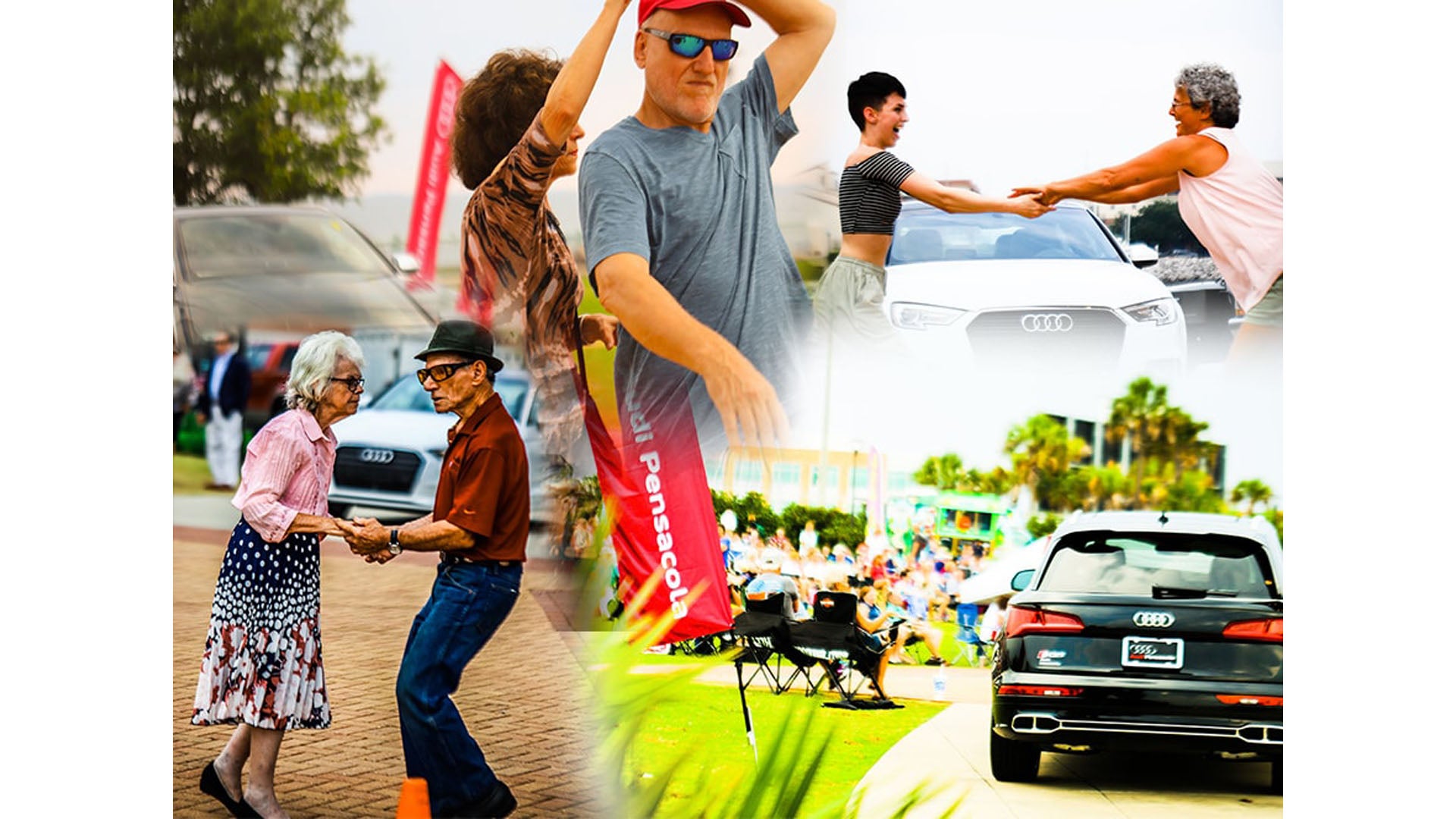 Collage of images from the blues on the bay concert series
