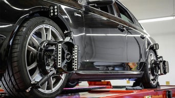 Audi vehicle getting an alignment 