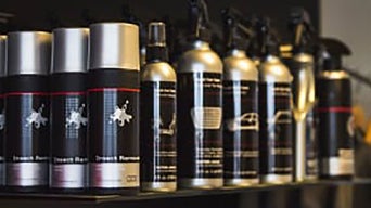 Close up of polish spray.