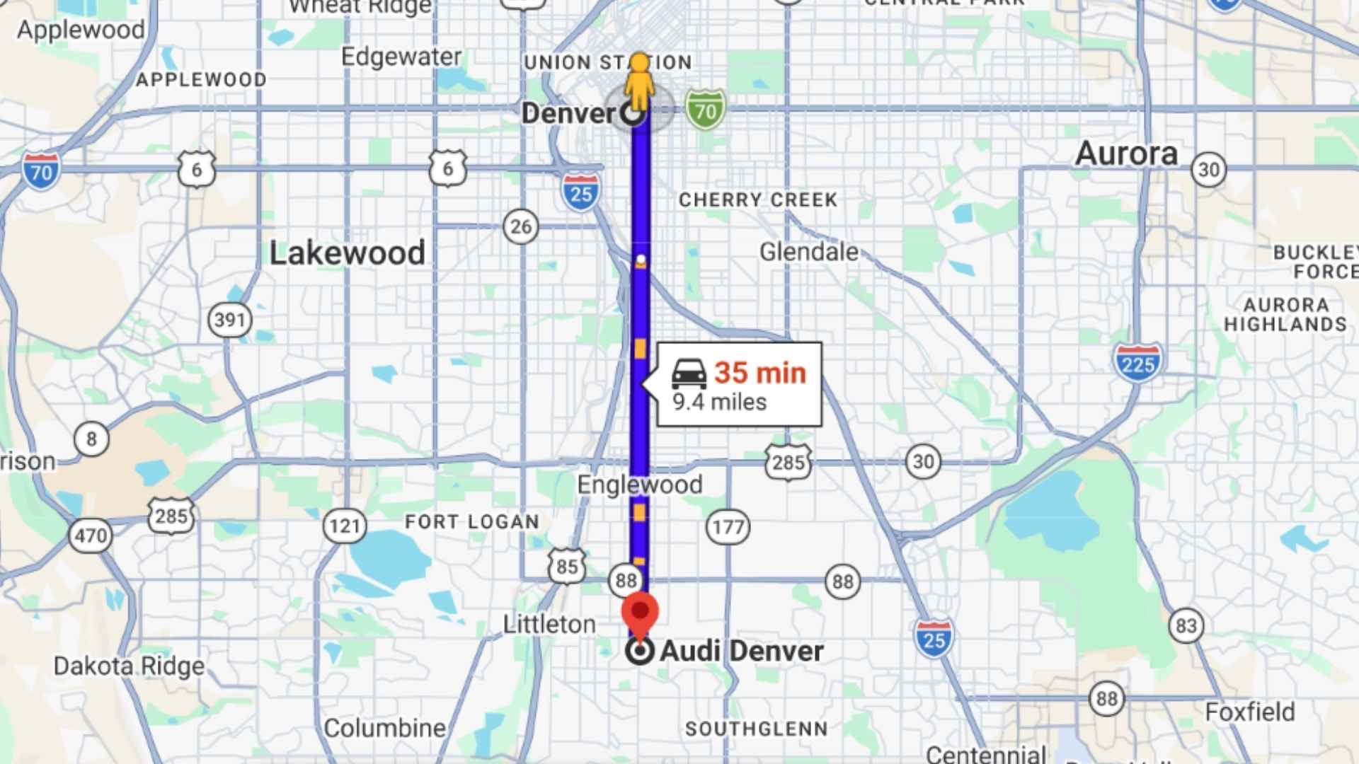 Route 1: South Broadway (recommended for central Denver)