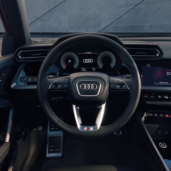 Close-up view of an Audi virtual cockpit screen.