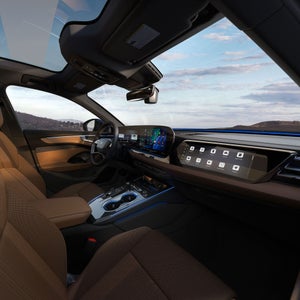 View of the wraparound virtual cockpit in the Audi A6 Sedan.