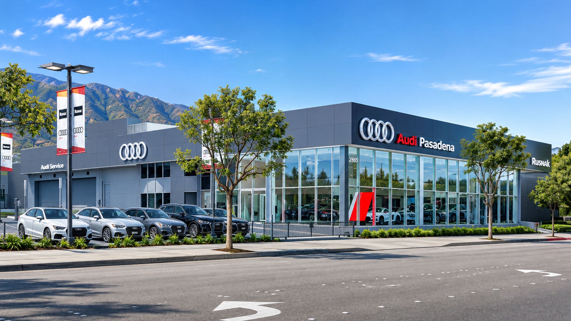 Photo of Audi Pasadena Dealership during a summer day