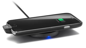 Image of the wireless charging pad in use.