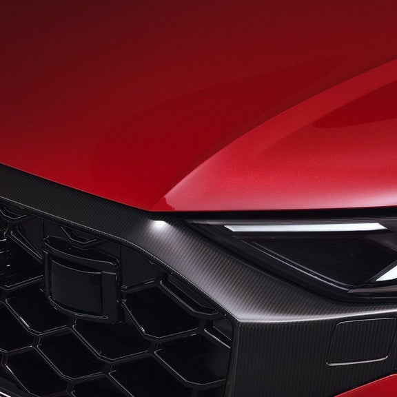 RS-designed Singleframe honeycomb grille and Matrix LED headlight on the Audi RS Q8 at Audi Sewickley