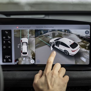 Close-up of the top view camera in the Audi A6 Sedan.