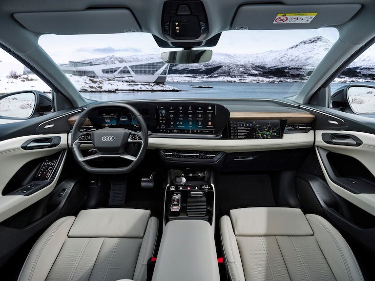 Interior view of an Audi Q6 parked.
