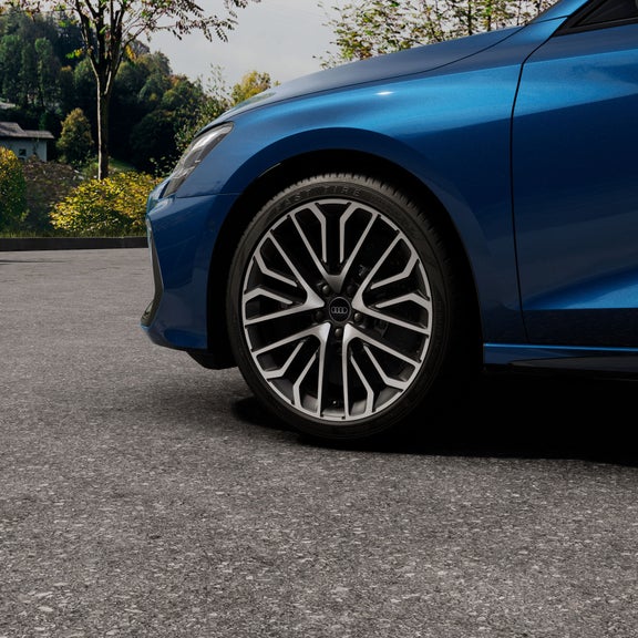 Close-up on the front wheel of the Audi S3.