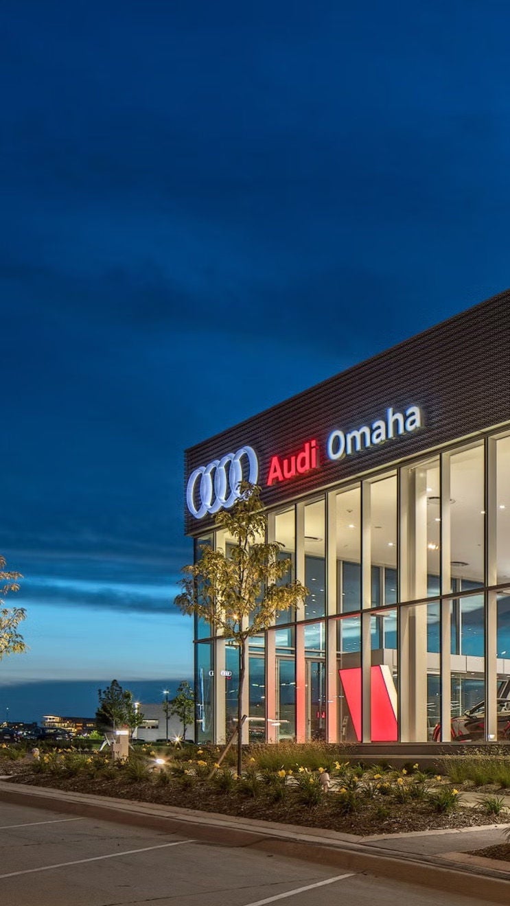 Audi Omaha dealership at night