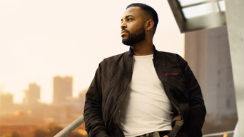 Man modelling Audi boutique jacket