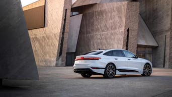 Three-quarter back view of the 2026 Audi A6 e-tron.