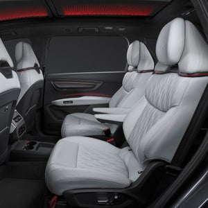 Side profile view of the second row seats in the Audi 9
