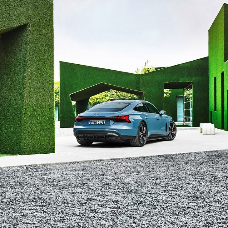 The Audi e-tron GT parked.