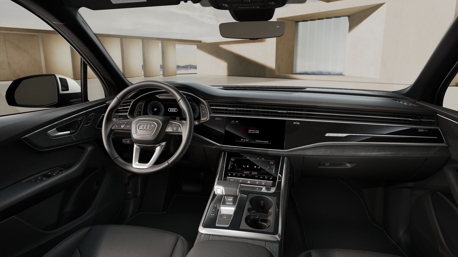 Technology on dashboard of an Audi 2026 Q7. 