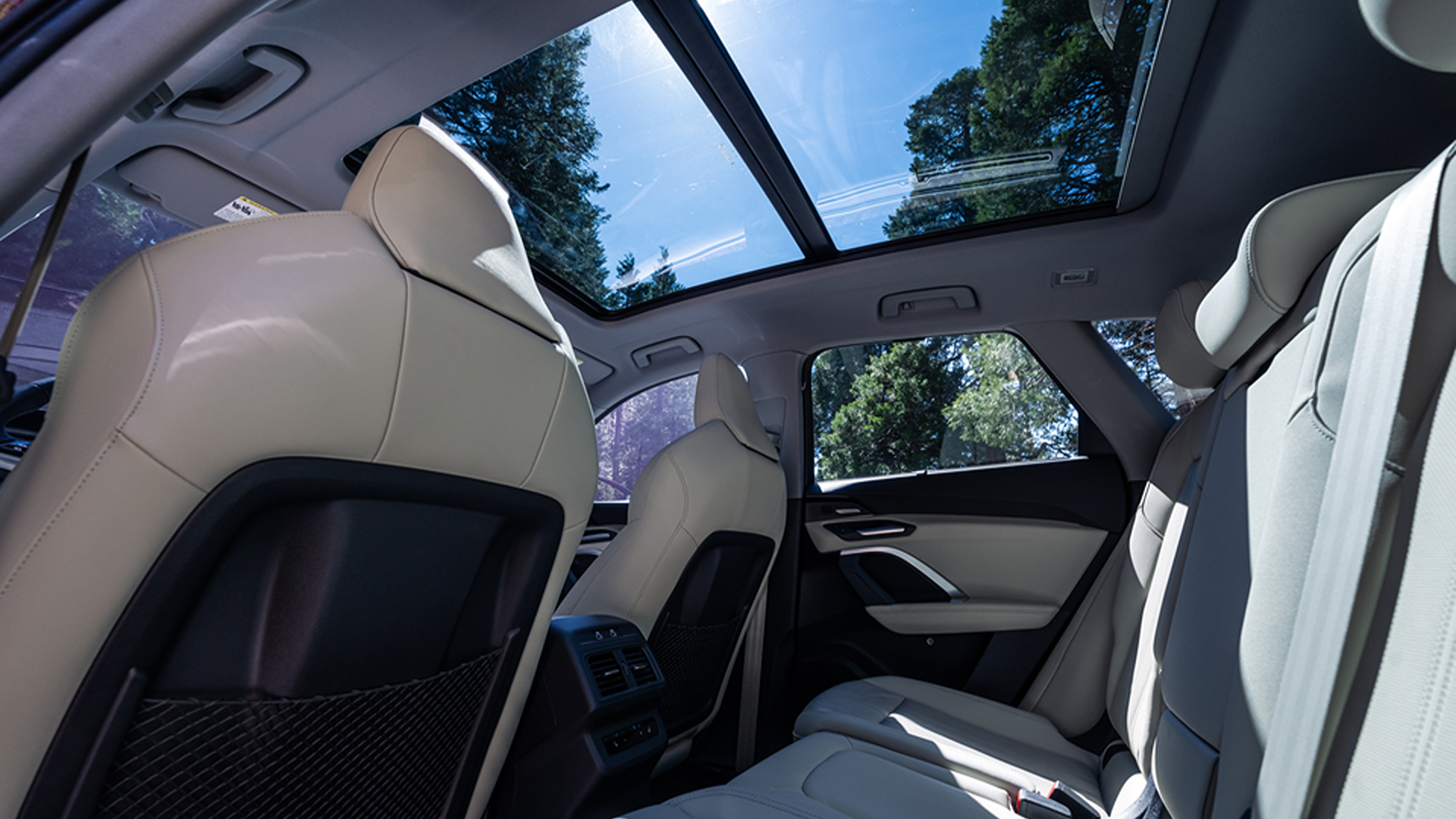 Interior view of Audi Q5 with panoramic sunroof