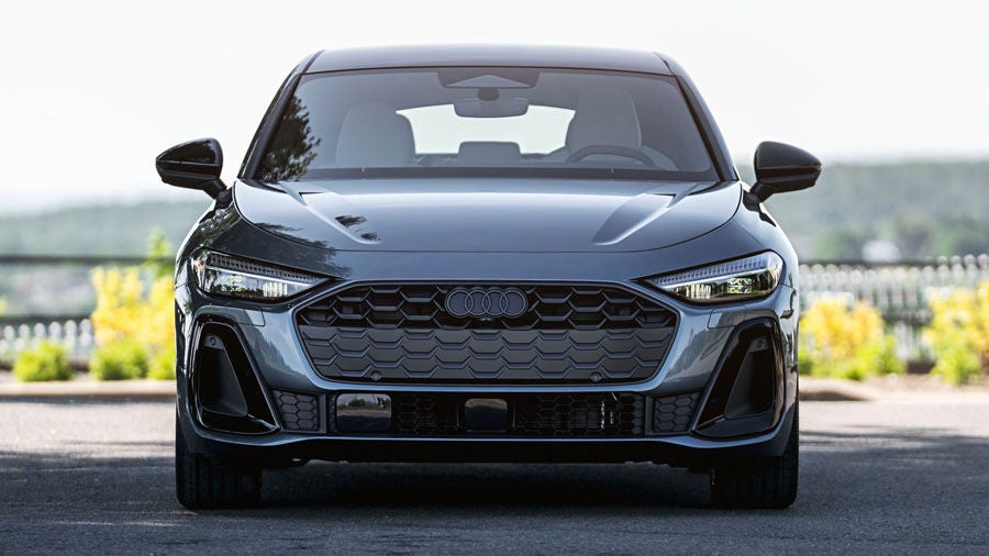 Close-up of the Audi A5's front bumper from a three-quarter view.