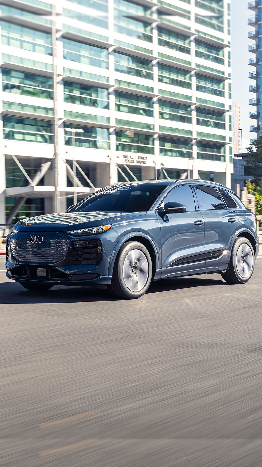 Left side profile view of an Audi.