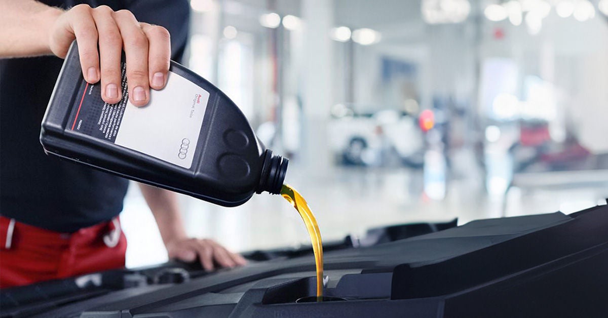 Technician working on an Audi service schedule
