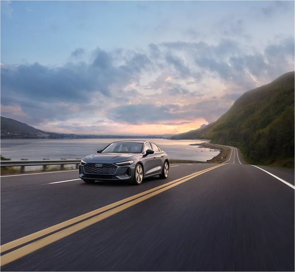 Interior view of an Audi Q8 SUV parked.