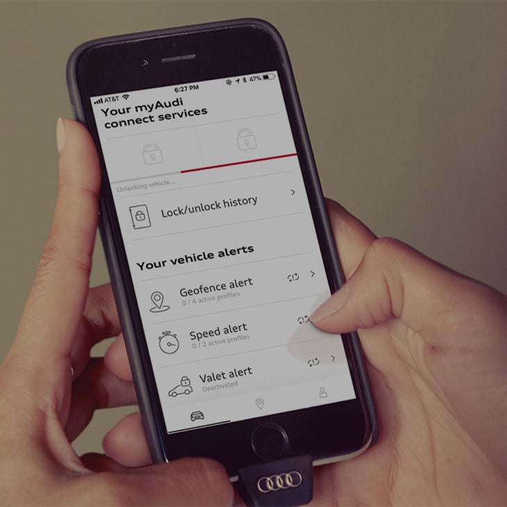 View of the remote vehicle access on the myAudi app.