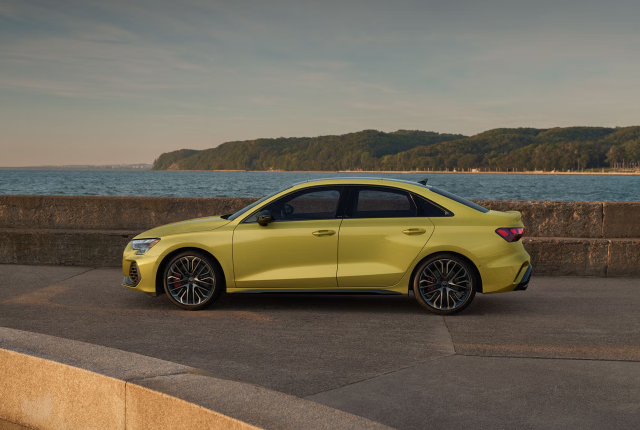 2026 Audi S3 sedan shown in side profile by waterfront