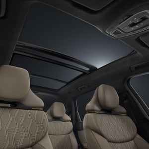 Interior view of the Audi Q9, showing the sunroof.