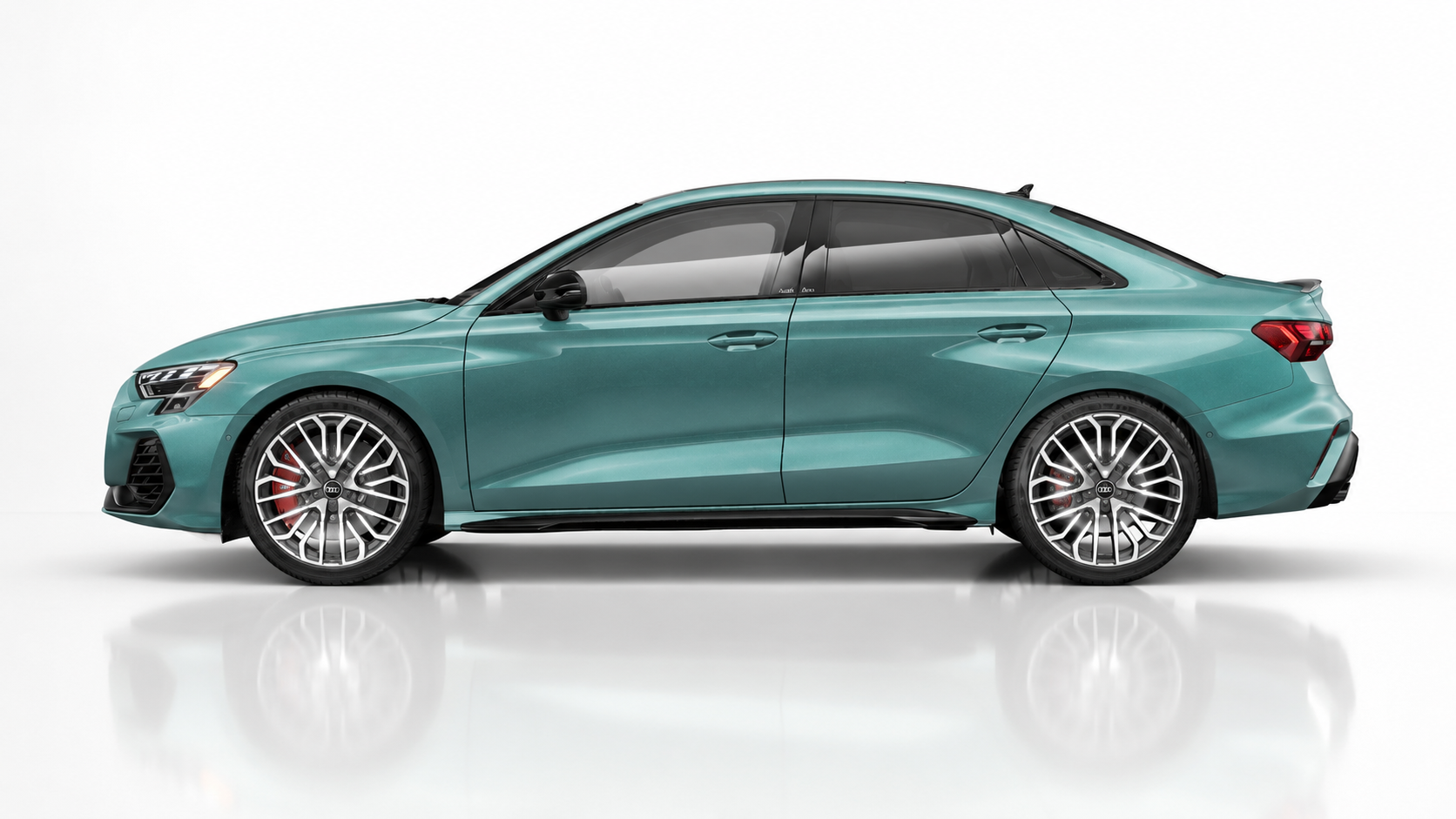 2026 Audi S3 in Aquarellgrün Metallic Audi exclusive paint, side profile