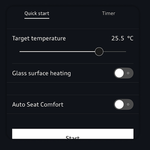 Climate control options are listed including Target Temperature and Climate control when unlocking.