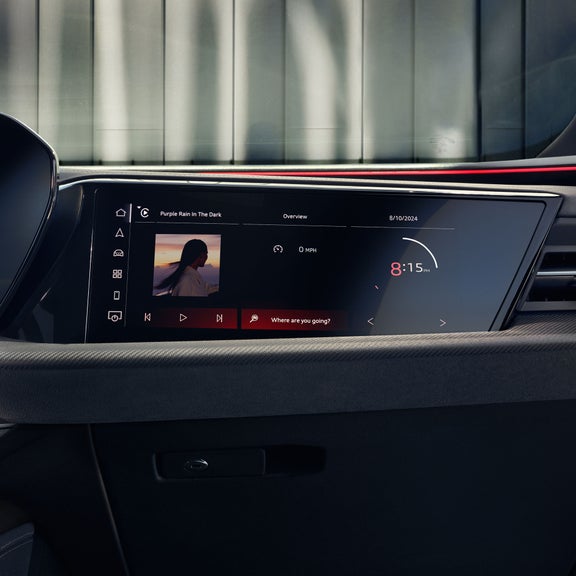 Close-up of the passenger display screen in the the Audi SQ5 Sportback.