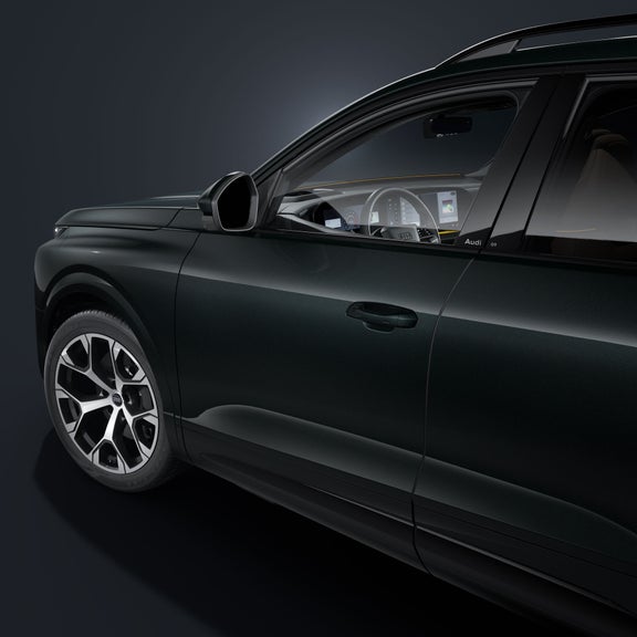 A view of the driver's door from an angle to the side.