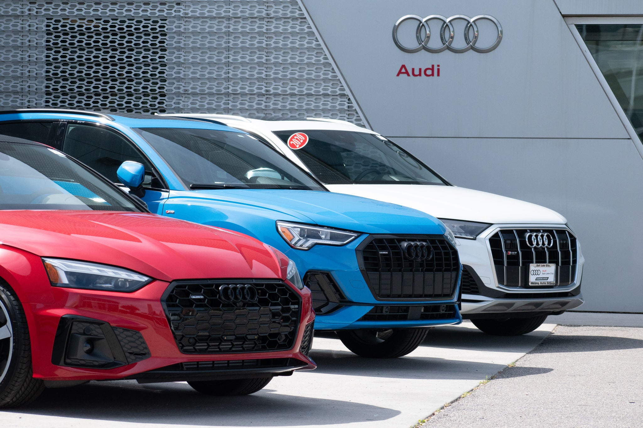 red white and blue cars