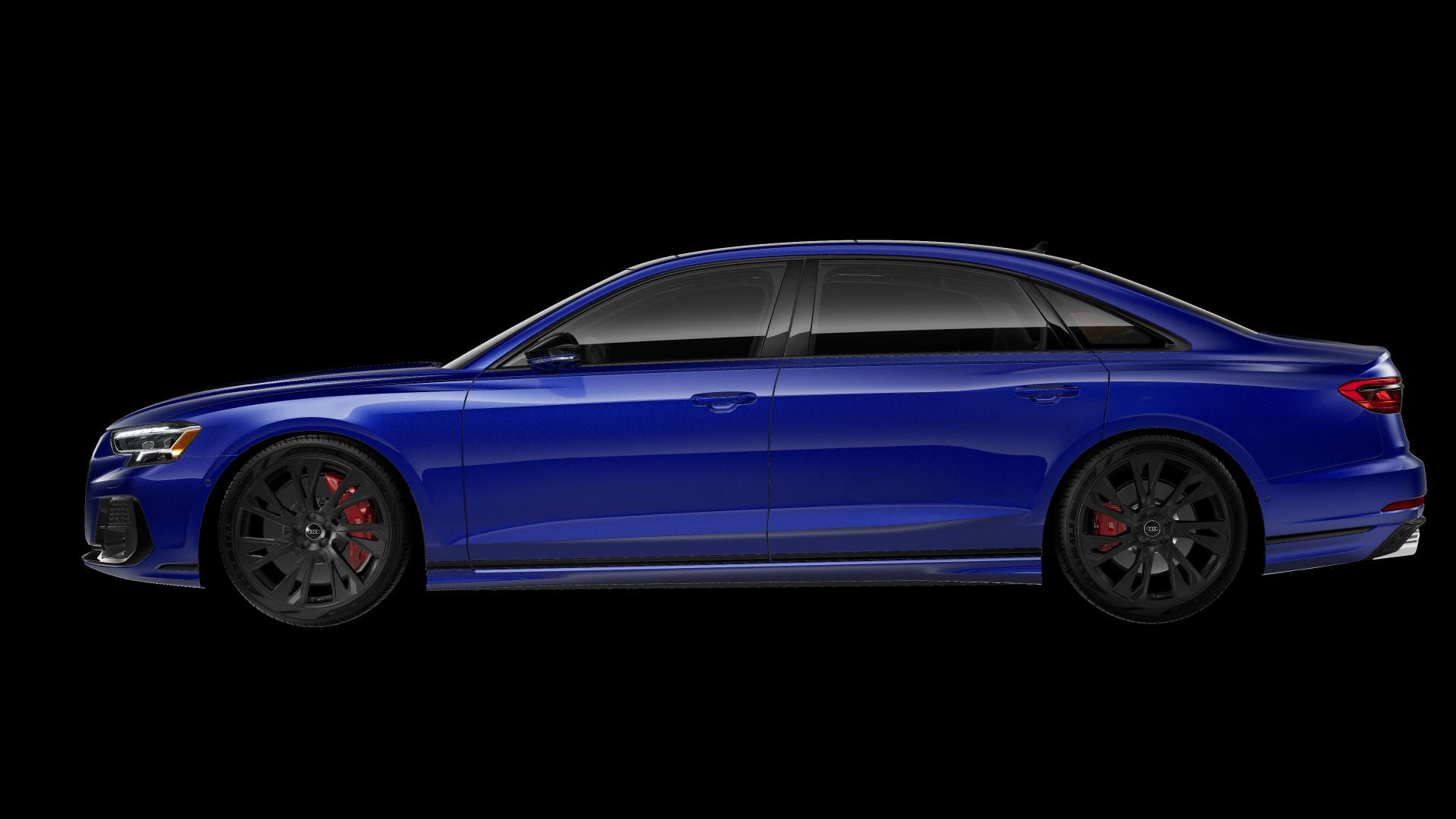Side view of an Audi S8 sedan model.