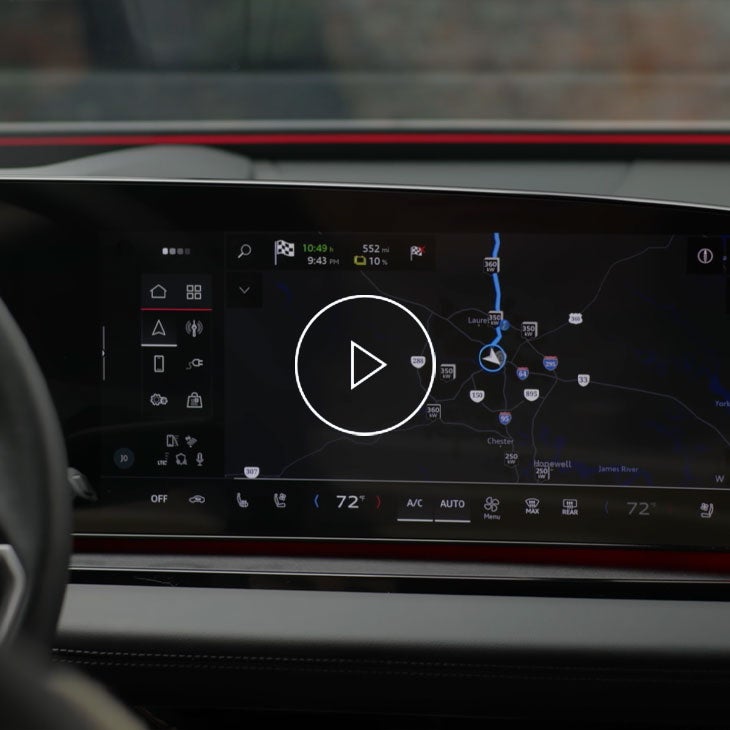 Close up on the Audi MMI displaying the navigation feature.