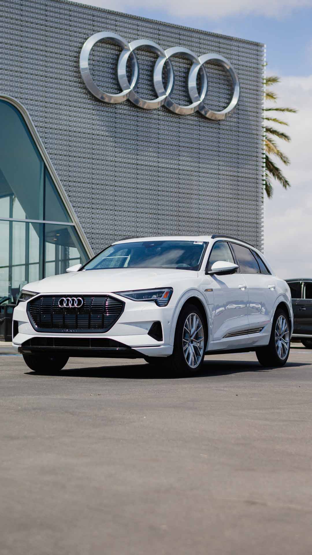 Left profile view of an Audi vehicle accelerating.