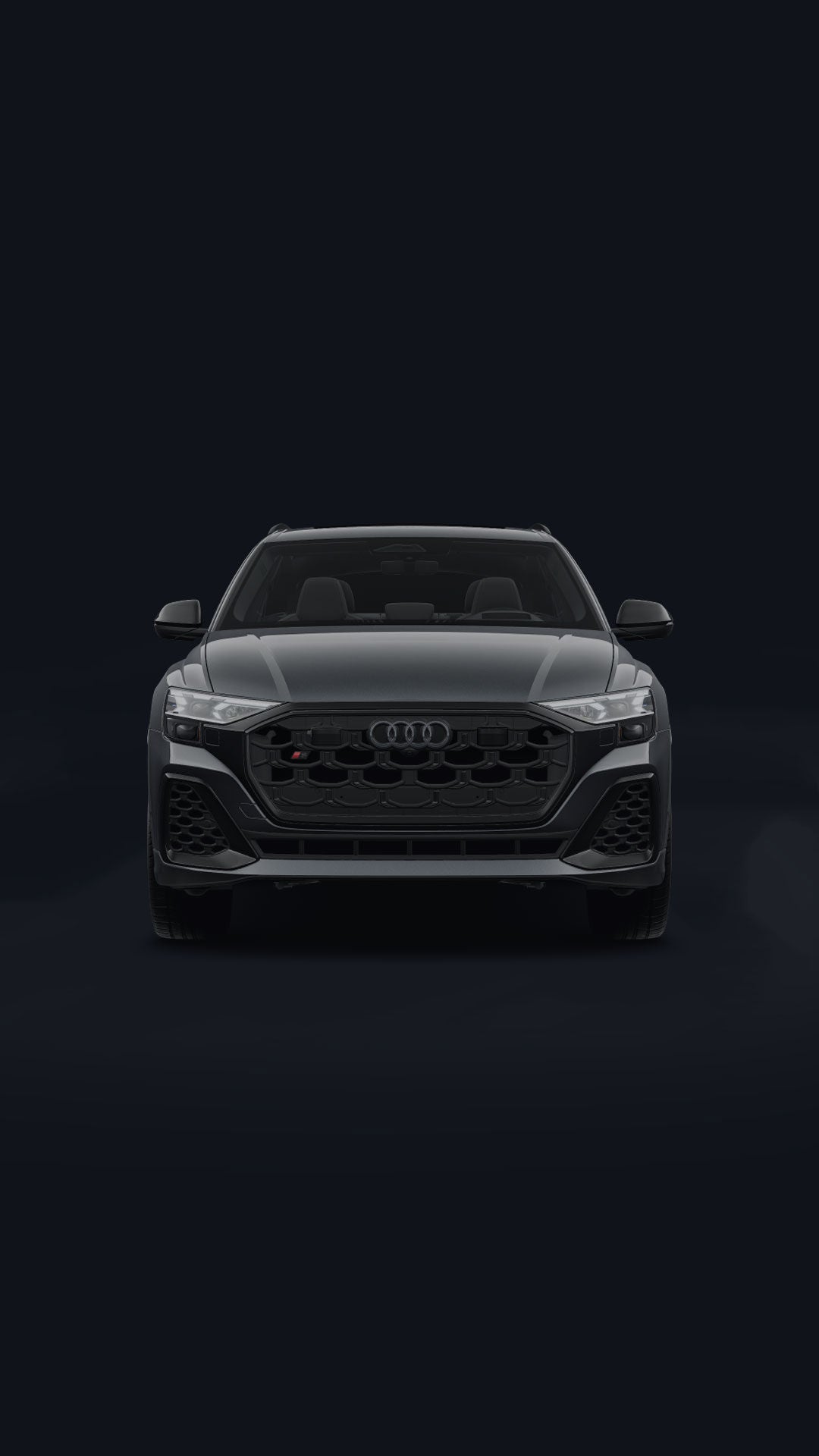 Three-quarter rear view of the Audi SQ8.