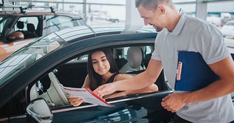 Service technician assisting a customer