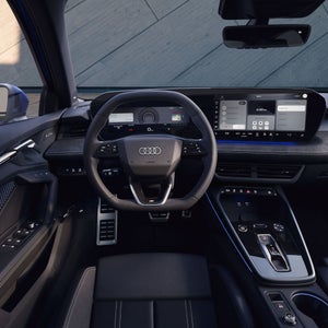 Driver's point of view of the Audi virtual cockpit.