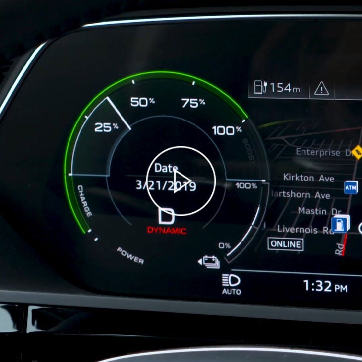 Close-up on the power meter inside an Audi e-tron. 