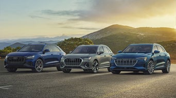 Line up of Audi electric vehicles. 