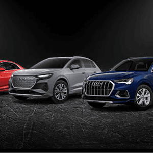 Audi models parked in a row.