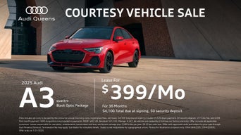 Three quarter view of an Audi A3 parked.